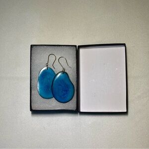 Elegant Blue Acrylic Agate Teardrop Earrings